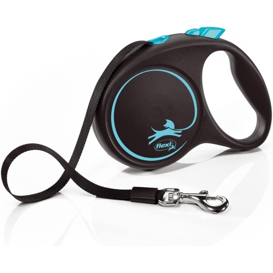 flexi® Black Design M Belt 5 m Black / Blue Roll Lead for Dogs up to 25 kg