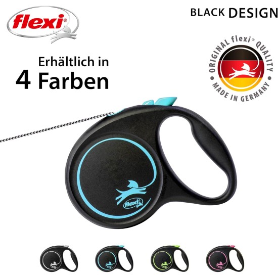 flexi® Black Design M Rope 5 m Black/Blue Roll Lead for Dogs up to 20 kg flexi® Black Design M Rope 5 m Black/Blue Roll Lead for Dogs up to 20 kg