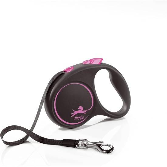 flexi® Black Design S Belt 5 m Black/Pink Roll Lead for Dogs up to 15 kg flexi® Black Design S Belt 5 m Black/Pink Roll Lead for Dogs up to 15 kg