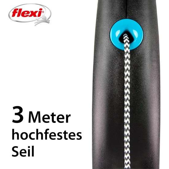 flexi® Black Design XS Rope 3 m Black/Blue Roll Lead for Dogs up to 8 kg flexi® Black Design XS Rope 3 m Black/Blue Roll Lead for Dogs up to 8 kg