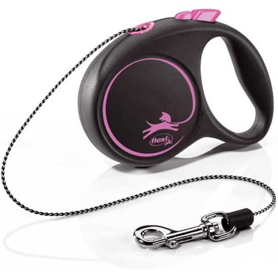 flexi® Black Design XS Rope 3 m Black/Pink Roll Lead for Dogs up to 8 kg