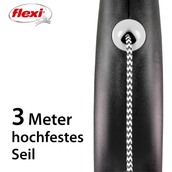 flexi® Black Design XS Rope 3 m Black/Silver Roll Lead for Dogs up to 8 kg flexi® Black Design XS Rope 3 m Black/Silver Roll Lead for Dogs up to 8 kg