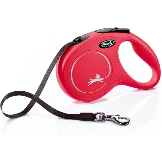 flexi CL2MT5.250.R New Classic Tape Retractable Leash, Red, Medium/16'