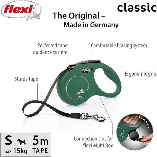 flexi Classic S 5 m Olive Green Roll Lead for Dogs up to 15 kg flexi Classic S 5 m Olive Green Roll Lead for Dogs up to 15 kg