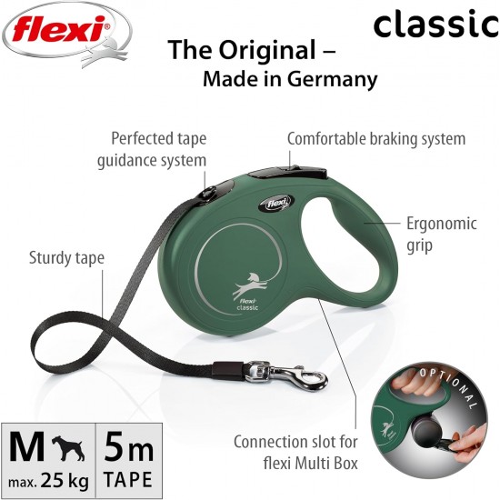flexi Classic S 5 m Olive Green Roll Lead for Dogs up to 15 kg flexi Classic S 5 m Olive Green Roll Lead for Dogs up to 15 kg