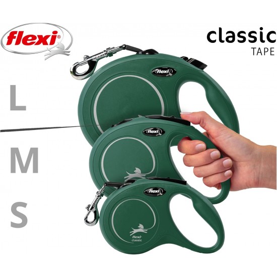 flexi Classic S 5 m Olive Green Roll Lead for Dogs up to 15 kg flexi Classic S 5 m Olive Green Roll Lead for Dogs up to 15 kg