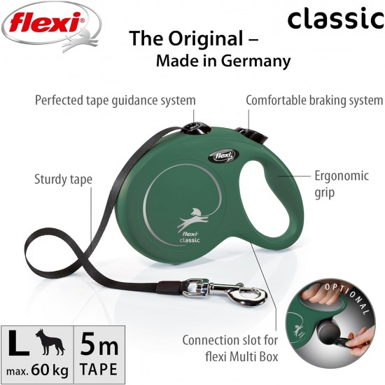 flexi Classic S 5 m Olive Green Roll Lead for Dogs up to 15 kg flexi Classic S 5 m Olive Green Roll Lead for Dogs up to 15 kg
