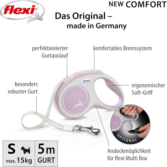 flexi® Comfort S Belt 5 m Pink Roll Lead for Dogs up to 15 kg flexi® Comfort S Belt 5 m Pink Roll Lead for Dogs up to 15 kg