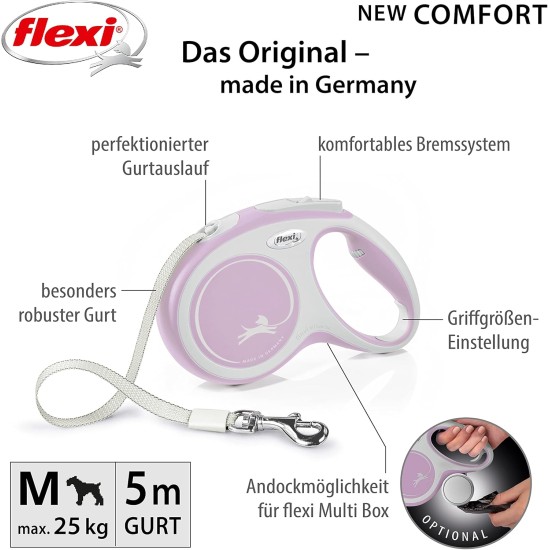 flexi® Comfort S Belt 5 m Pink Roll Lead for Dogs up to 15 kg flexi® Comfort S Belt 5 m Pink Roll Lead for Dogs up to 15 kg