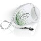 flexi Glam Splash Leaf with Swarovski Crystals M – Dog Retractable Lead – 5 Metres – White