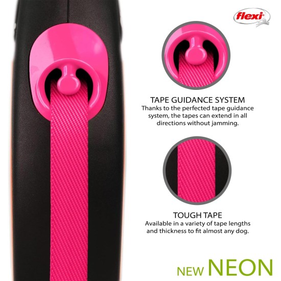 flexi® Neon M Strap 5 m Black Neon Pink Strap Reflective Side Panel Roll Lead for Dogs up to 25 kg flexi® Neon M Strap 5 m Black Neon Pink Strap Reflective Side Panel Roll Lead for Dogs up to 25 kg