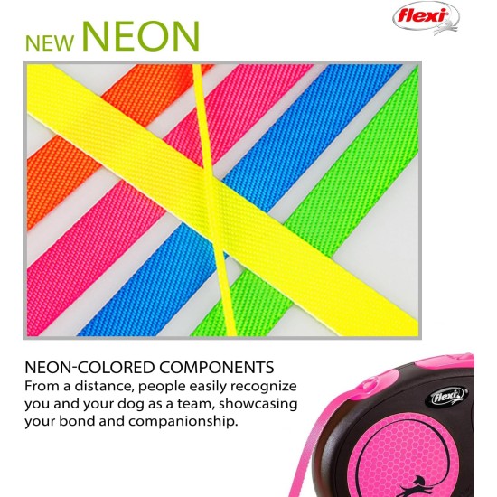 flexi® Neon M Strap 5 m Black Neon Pink Strap Reflective Side Panel Roll Lead for Dogs up to 25 kg flexi® Neon M Strap 5 m Black Neon Pink Strap Reflective Side Panel Roll Lead for Dogs up to 25 kg