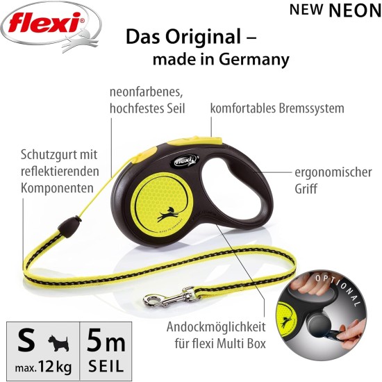 flexi Neon Reflective Cord (S 5 Metres 12 kg) Black/Neon Yellow flexi Neon Reflective Cord (S 5 Metres 12 kg) Black/Neon Yellow
