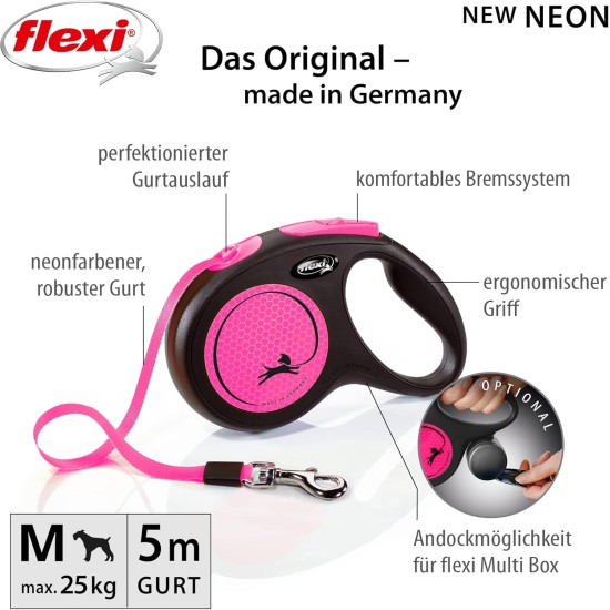 flexi Neon Retractable Dog Lead - 5 m (Large), s flexi Neon Retractable Dog Lead - 5 m (Large), s