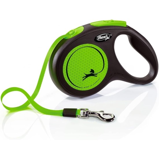 flexi® Neon S 5 m Black Neon Green Strap Reflective Side Panel Roll Lead for Dogs up to 15 kg flexi® Neon S 5 m Black Neon Green Strap Reflective Side Panel Roll Lead for Dogs up to 15 kg