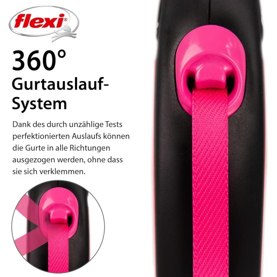 flexi® Neon S Strap 5 m Black Neon Pink Strap Reflective Side Panel Roll Lead for Dogs up to 15 kg flexi® Neon S Strap 5 m Black Neon Pink Strap Reflective Side Panel Roll Lead for Dogs up to 15 kg