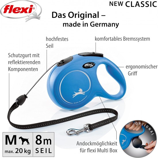 flexi New Classic S, 8 m Roller Leash, Blue, for Dogs up to 12 kg flexi New Classic S, 8 m Roller Leash, Blue, for Dogs up to 12 kg