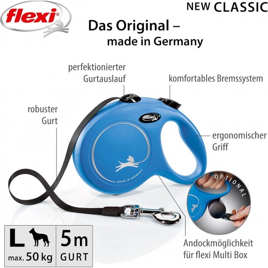 flexi New Classic S, 8 m Roller Leash, Blue, for Dogs up to 12 kg flexi New Classic S, 8 m Roller Leash, Blue, for Dogs up to 12 kg