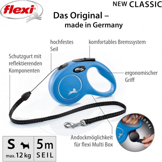 flexi New Classic S, 8 m Roller Leash, Blue, for Dogs up to 12 kg flexi New Classic S, 8 m Roller Leash, Blue, for Dogs up to 12 kg