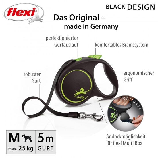 flexi Roller Lead, Design M, Multicoloured, Black/Green flexi Roller Lead, Design M, Multicoloured, Black/Green