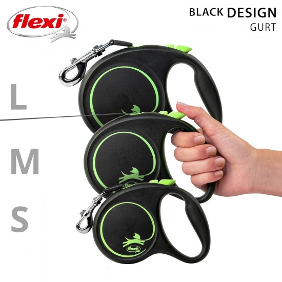 flexi Roller Lead, Design M, Multicoloured, Black/Green flexi Roller Lead, Design M, Multicoloured, Black/Green