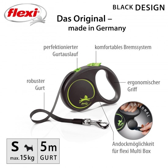 flexi Roller Lead, Design M, Multicoloured, Black/Green flexi Roller Lead, Design M, Multicoloured, Black/Green