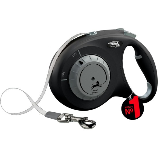 flexi® Select Strap 7 m Black Adjustable between 0-7 m for Dogs up to 25 kg