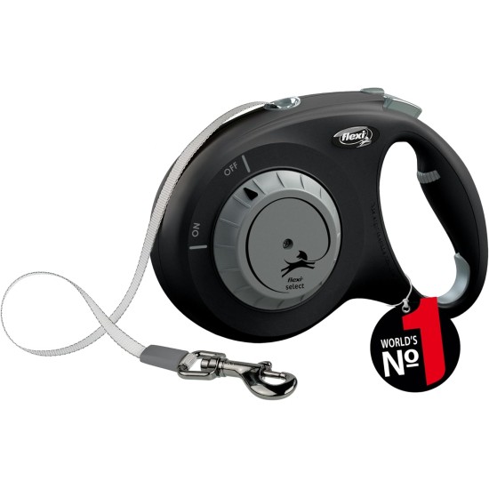 flexi® Select Strap 7 m Black Adjustable between 0-7 m for Dogs up to 25 kg flexi® Select Strap 7 m Black Adjustable between 0-7 m for Dogs up to 25 kg