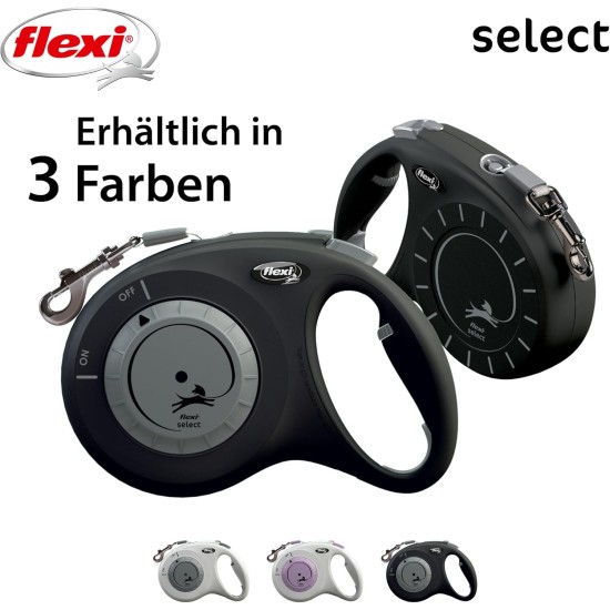 flexi® Select Strap 7 m Black Adjustable between 0-7 m for Dogs up to 25 kg flexi® Select Strap 7 m Black Adjustable between 0-7 m for Dogs up to 25 kg