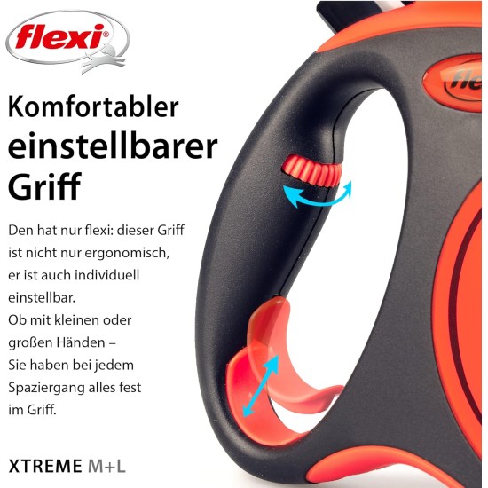 flexi Xtreme L Strap 8 m Black, Extremely Bite-Resistant Orange Strap, Extra Robust Roll Lead for Dogs up to 55 kg flexi Xtreme L Strap 8 m Black, Extremely Bite-Resistant Orange Strap, Extra Robust Roll Lead for Dogs up to 55 kg