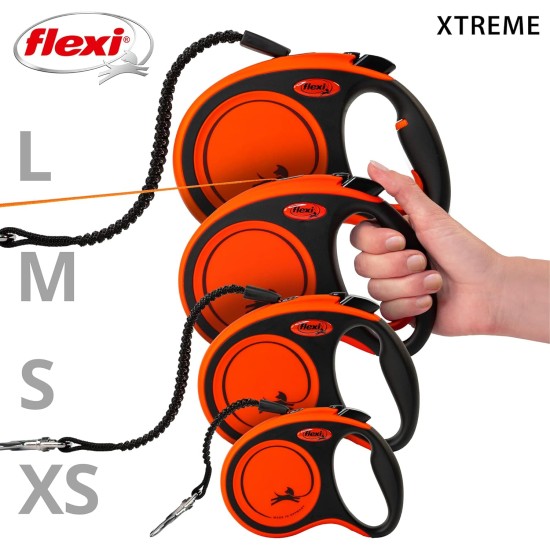 flexi® Xtreme M Belt 5 m Black Extremely Bite-Resistant Orange Belt Extra Robust Roll Lead for Dogs up to 35 kg flexi® Xtreme M Belt 5 m Black Extremely Bite-Resistant Orange Belt Extra Robust Roll Lead for Dogs up to 35 kg