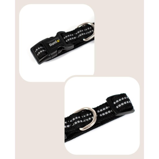 lionto Durable Nylon Dog Collar, Extra Small, Soft Padded Collar for Dogs, 360° Reflective & Click Closure, Metal Ring & Adjustment by Continuous Slider, Beige lionto Durable Nylon Dog Collar, Extra Small, Soft Padded Collar for Dogs, 360° Reflective & Click Closure, Metal Ring & Adjustment by Continuous Slider, Beige