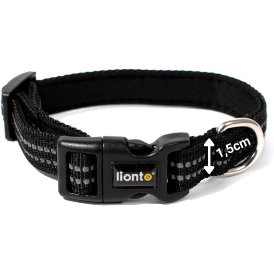 lionto Durable Nylon Dog Collar, Extra Small, Soft Padded Collar for Dogs, 360° Reflective & Click Closure, Metal Ring & Adjustment by Continuous Slider, Beige lionto Durable Nylon Dog Collar, Extra Small, Soft Padded Collar for Dogs, 360° Reflective & Click Closure, Metal Ring & Adjustment by Continuous Slider, Beige