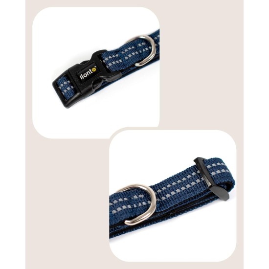 lionto Durable Nylon Dog Collar, Extra Small, Soft Padded Collar for Dogs, 360° Reflective & Click Closure, Metal Ring & Adjustment by Continuous Slider, Beige lionto Durable Nylon Dog Collar, Extra Small, Soft Padded Collar for Dogs, 360° Reflective & Click Closure, Metal Ring & Adjustment by Continuous Slider, Beige