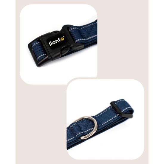lionto Durable Nylon Dog Collar, Extra Small, Soft Padded Collar for Dogs, 360° Reflective & Click Closure, Metal Ring & Adjustment by Continuous Slider, Beige lionto Durable Nylon Dog Collar, Extra Small, Soft Padded Collar for Dogs, 360° Reflective & Click Closure, Metal Ring & Adjustment by Continuous Slider, Beige