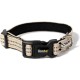 lionto Durable Nylon Dog Collar, Extra Small, Soft Padded Collar for Dogs, 360° Reflective & Click Closure, Metal Ring & Adjustment by Continuous Slider, Beige