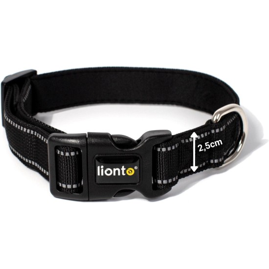 lionto Durable Nylon Dog Collar, Extra Small, Soft Padded Collar for Dogs, 360° Reflective & Click Closure, Metal Ring & Adjustment by Continuous Slider, Beige lionto Durable Nylon Dog Collar, Extra Small, Soft Padded Collar for Dogs, 360° Reflective & Click Closure, Metal Ring & Adjustment by Continuous Slider, Beige