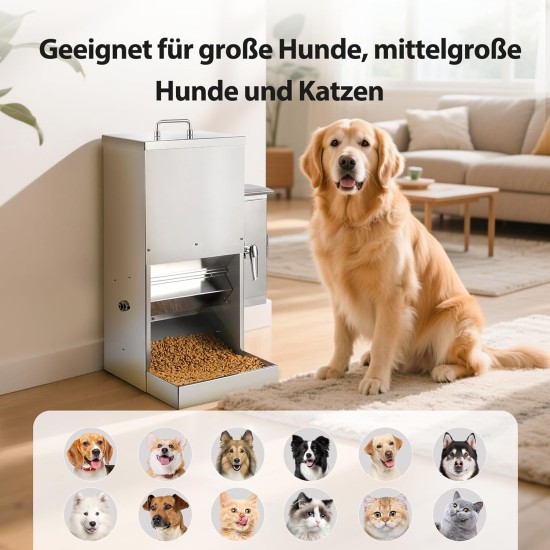 16L Large Automatic Dog Feeder with Timer, Stainless Steel Automatic Feeder with Programmable Feeding Plan for Large Dogs or Cats 16L Large Automatic Dog Feeder with Timer, Stainless Steel Automatic Feeder with Programmable Feeding Plan for Large Dogs or Cats