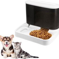 2-in-1 Automatic Cat Food and Water Dispenser Set Gravity Cat Feeding Dog Food and Drinker Dispenser for Small Dogs Puppies Cats Pets (White) 2-in-1 Automatic Cat Food and Water Dispenser Set Gravity Cat Feeding Dog Food and Drinker Dispenser for Small Dogs Puppies Cats Pets (White)
