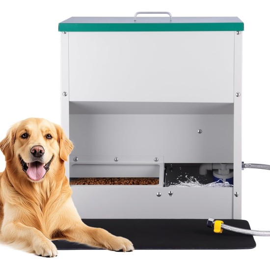 2 in 1 Automatic Dog Feeder and Water Dispenser 48L Automatic Dog Feeder Large Breed Outdoor Dog Food Dispenser Dog Water Bowl Dispenser Galvanised Gravity Feeding for Pets Dogs 2 in 1 Automatic Dog Feeder and Water Dispenser 48L Automatic Dog Feeder Large Breed Outdoor Dog Food Dispenser Dog Water Bowl Dispenser Galvanised Gravity Feeding for Pets Dogs