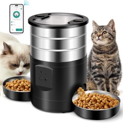 5L Automatic Cat Feeder 2 Bowls, Cat Food Automatic 2.4G WiFi Stainless Steel Anti-Clog 24h Timer 1-10 Meals Day 1-40 Servings, Feeder Dry Food Dispenser for Dogs Cats 5L Automatic Cat Feeder 2 Bowls, Cat Food Automatic 2.4G WiFi Stainless Steel Anti-Clog 24h Timer 1-10 Meals Day 1-40 Servings, Feeder Dry Food Dispenser for Dogs Cats