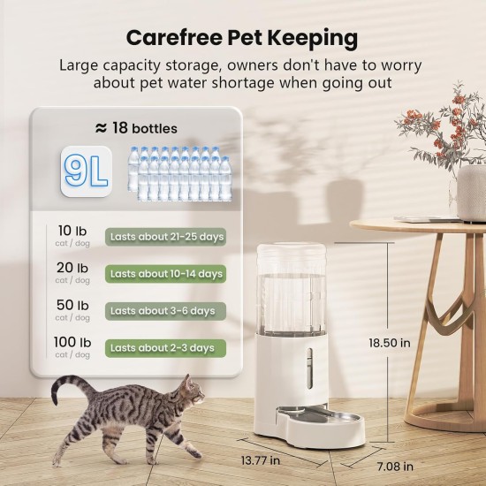 7L Stainless Steel Pet Water Dispenser, Large Capacity Gravity Pet Drinker, No Electricity & Ultra Silent Automatic Water Dispenser for Large Dogs/Multi-Cat Household, Black 7L Stainless Steel Pet Water Dispenser, Large Capacity Gravity Pet Drinker, No Electricity & Ultra Silent Automatic Water Dispenser for Large Dogs/Multi-Cat Household, Black