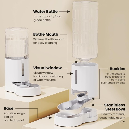 7L Stainless Steel Pet Water Dispenser, Large Capacity Gravity Pet Drinker, No Electricity & Ultra Silent Automatic Water Dispenser for Large Dogs/Multi-Cat Household, Black 7L Stainless Steel Pet Water Dispenser, Large Capacity Gravity Pet Drinker, No Electricity & Ultra Silent Automatic Water Dispenser for Large Dogs/Multi-Cat Household, Black