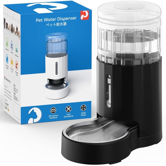 7L Stainless Steel Pet Water Dispenser, Large Capacity Gravity Pet Drinker, No Electricity & Ultra Silent Automatic Water Dispenser for Large Dogs/Multi-Cat Household, Black 7L Stainless Steel Pet Water Dispenser, Large Capacity Gravity Pet Drinker, No Electricity & Ultra Silent Automatic Water Dispenser for Large Dogs/Multi-Cat Household, Black