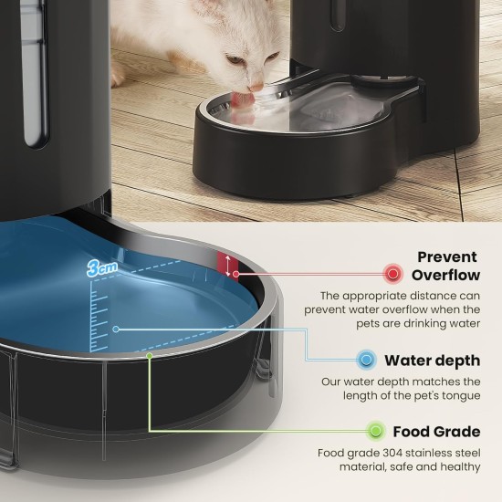 7L Stainless Steel Pet Water Dispenser, Large Capacity Gravity Pet Drinker, No Electricity & Ultra Silent Automatic Water Dispenser for Large Dogs/Multi-Cat Household, Black 7L Stainless Steel Pet Water Dispenser, Large Capacity Gravity Pet Drinker, No Electricity & Ultra Silent Automatic Water Dispenser for Large Dogs/Multi-Cat Household, Black
