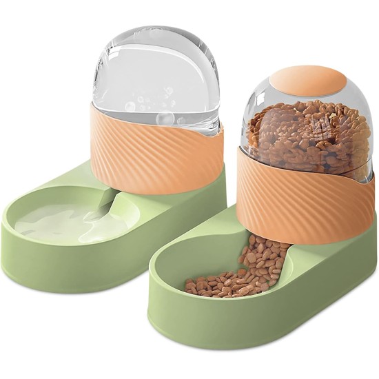 ALLSOPETS Cat Feeder 2-in-1 Automatic Feeder Water Drinker Set for Small and Medium Dogs and Cats Green/Orange ALLSOPETS Cat Feeder 2-in-1 Automatic Feeder Water Drinker Set for Small and Medium Dogs and Cats Green/Orange