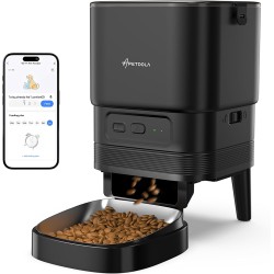 APETDOLA Automatic Cat Feeder, 2.4G WiFi Cat Food with App Control, 4L Automatic Feeder with Battery Operation, 10s Voice Recording, 1-10 Meals for Cats and Dogs, (Black, 2.4G)