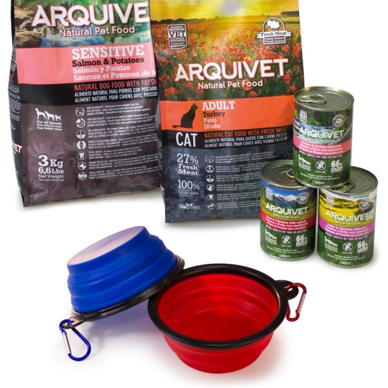 ARQUIVET Collapsible Silicone Pet Bowl and Water Bowl for Dogs and Cats (Red) ARQUIVET Collapsible Silicone Pet Bowl and Water Bowl for Dogs and Cats (Red)