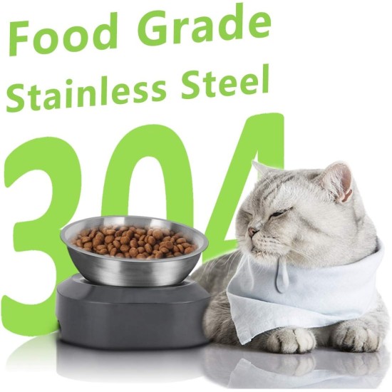 AYADA Raised Cat Bowl Stainless Steel Cat Food and Water Anti Vomiting Raised with Stand Ergonomic Raised Slant Tilted 15 Angle Metal Single Bowl Kitten AYADA Raised Cat Bowl Stainless Steel Cat Food and Water Anti Vomiting Raised with Stand Ergonomic Raised Slant Tilted 15 Angle Metal Single Bowl Kitten