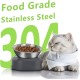 AYADA Raised Cat Bowl Stainless Steel Cat Food and Water Anti Vomiting Raised with Stand Ergonomic Raised Slant Tilted 15 Angle Metal Single Bowl Kitten